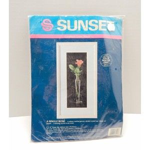 Sunset Counted Cross Stitch Kit A Single Rose 13521 Dimensions 1990 Sealed